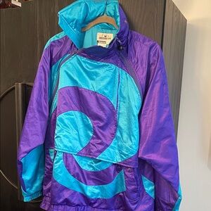 Vintage 80s Obermeyer Sport ski jacket in purple and turquoise